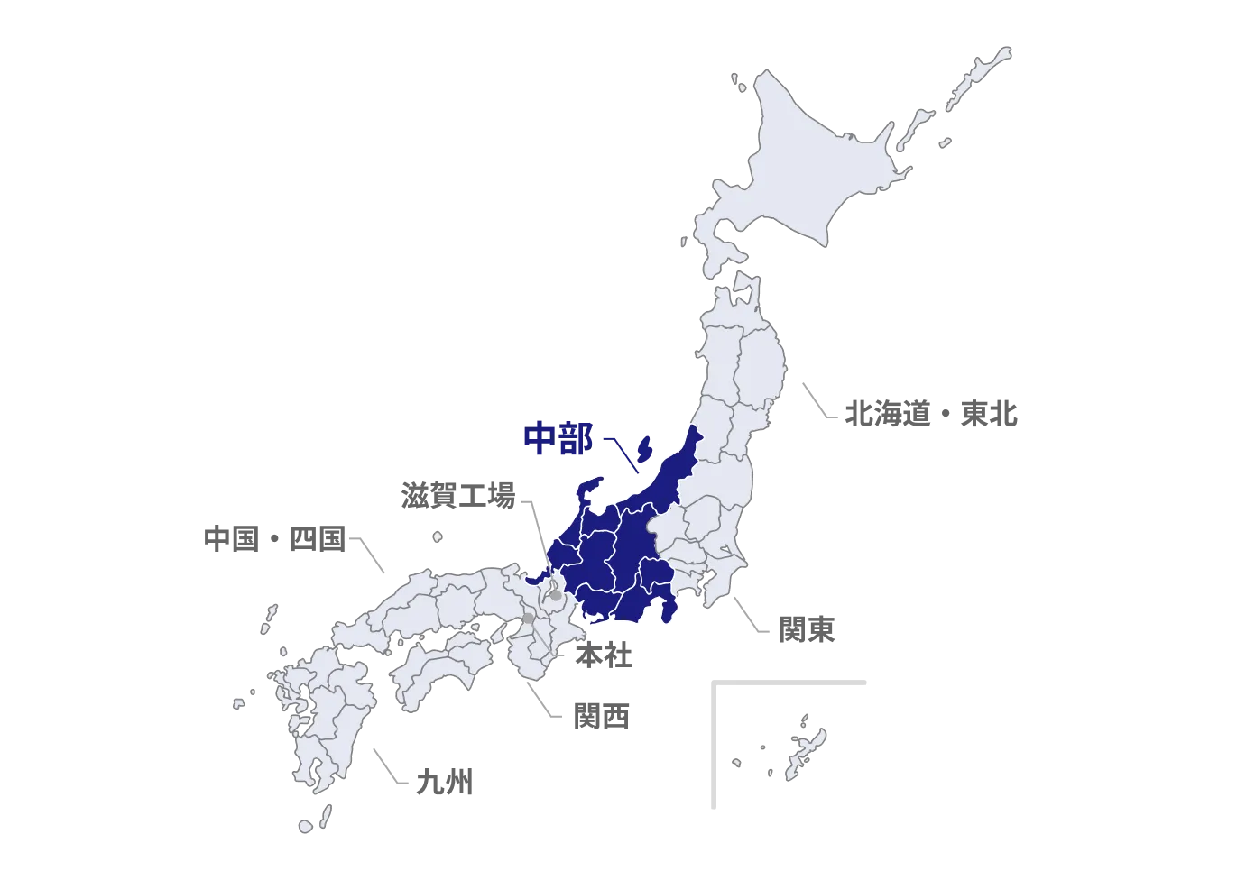 中部のマップ